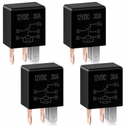 Tallew 5 Pin 12V Relay 12V 30A Relay Multi Purpose Automotive Relay Black Starter Relay Car Heavy Duty Relay for Car Motor Automotive Replacement Accessories (4 Pieces)